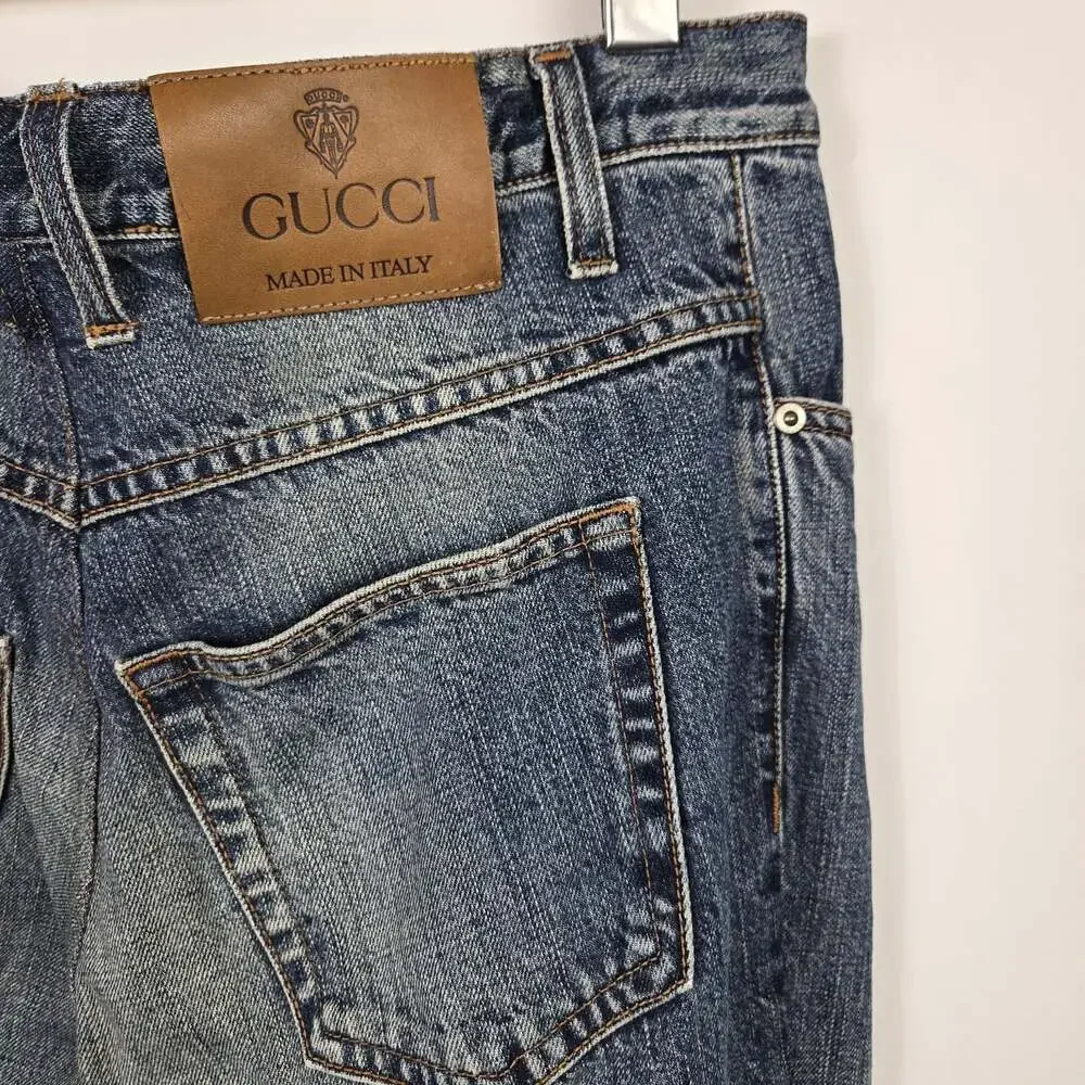 Gucci Skinny Jeans 48 32x26 Cropped Made in Italy Blue Denim Mens Luxury